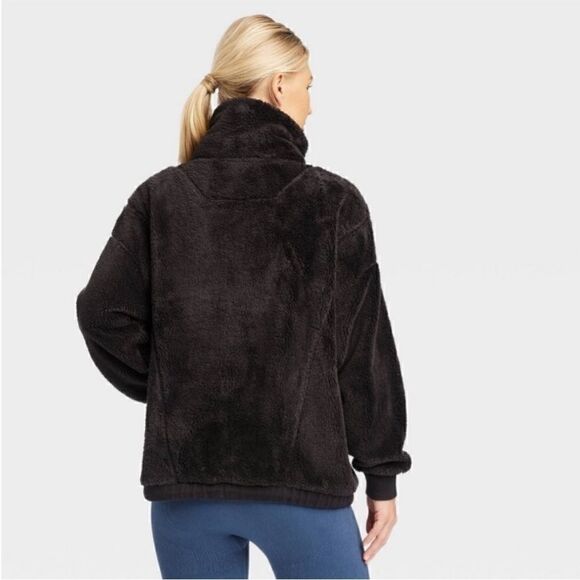 JOY LAB Soft & Cozy 1/4 Zip Black Fleece Drawstring Bottom Pullover! - Picture 2 of 7